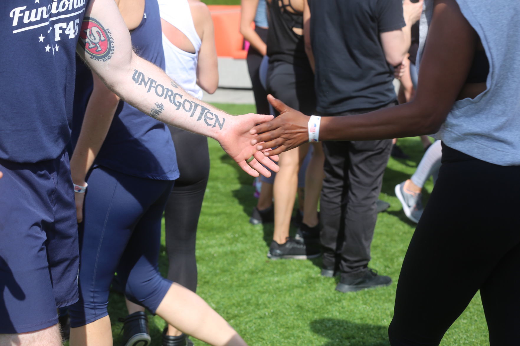 Actor Mark Wahlberg helps to lead a F45 track workout at Ocean Casino Resort in Atlantic City as part of the casino's one-year anniversary Saturday, June 22, 2019.
